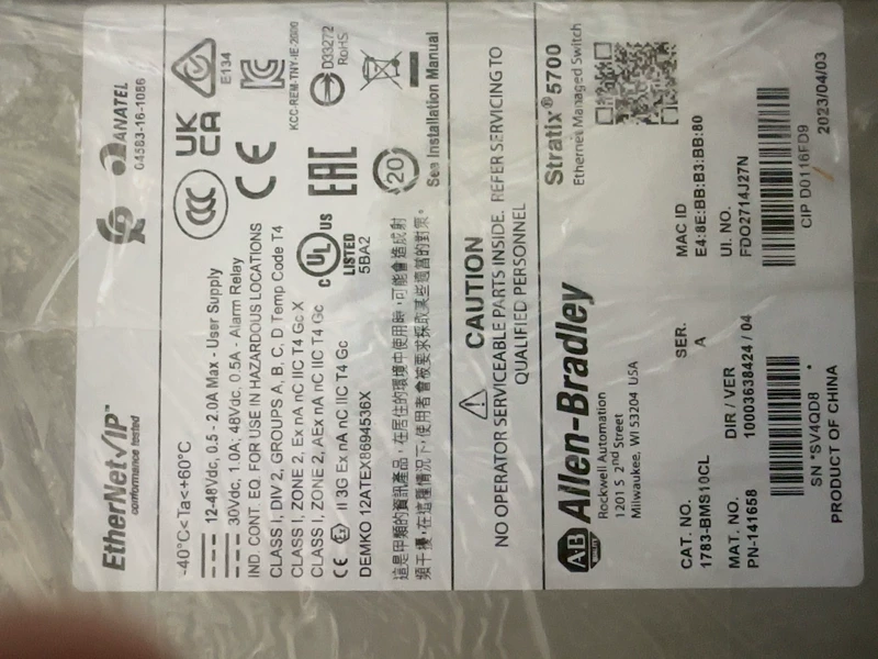 Allen-Bradley 1783-BMS10CL Industrial Ethernet Switch - Reliable