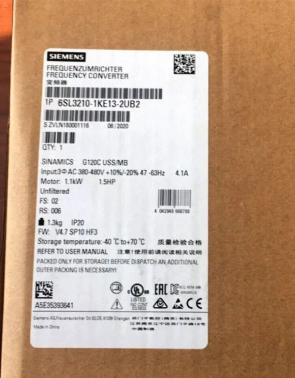 SIEMENS 6SL3210-1KE13-2UB2 Rated Power Inverter Drive