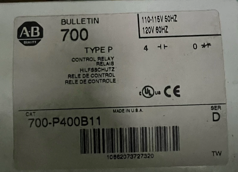 Allen-Bradley 700-P400B11 Control Relay High Performance